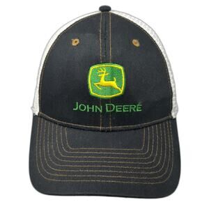 Infinity Headwear John Deere Trucker Hat Black OSFM Mesh Snapback Embroidered